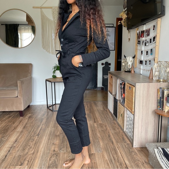 Free People Black Denim Jumpsuit - Picture 2 of 6